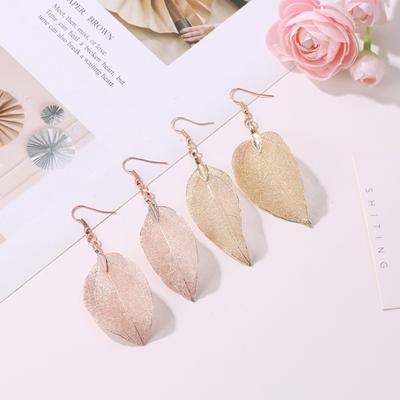 1 Pair Women Earrings Stainless Leaf Shape Vivid Durable Dangle Earrings for Daily Wear