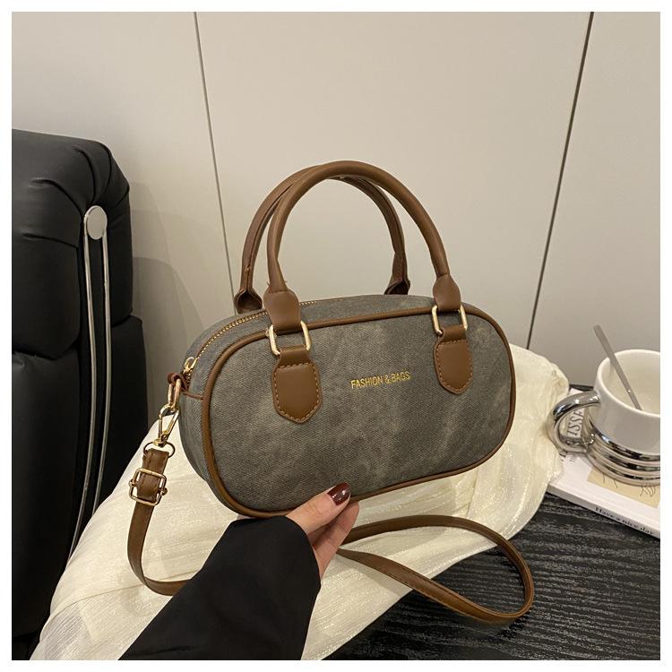 Fashion Simple Texture Boston Retro Large Capacity Handheld Shoulder Crossbody Pillow Bag For Women