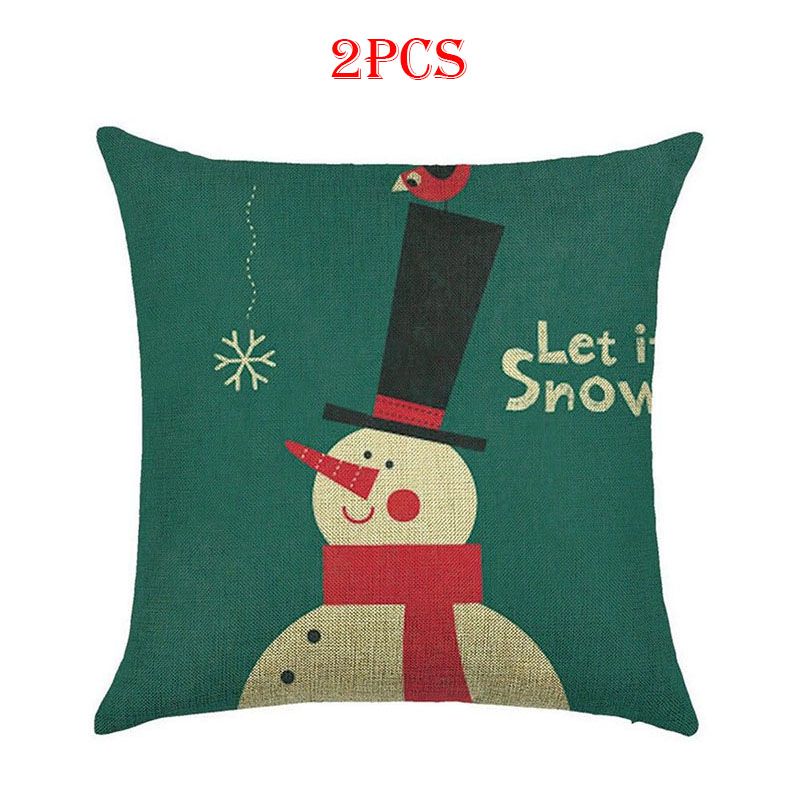 

Luxurious Cotton Linen Christmas Throw Pillow Covers Featuring Festive Snowman Pattern Snowman