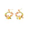 Fashion Enamel Colored Wreath Exquisite Flower Earrings Dripping Oil Color Sweet Spring and Summer Butterfly Temperament Silver Needle Earrings
