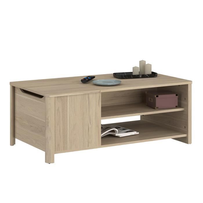 BETTY Rectangular Coffee Table - In Particle Board Covered with Paper - Oak Decor - Classic - L110 X H42 X D60 Cm