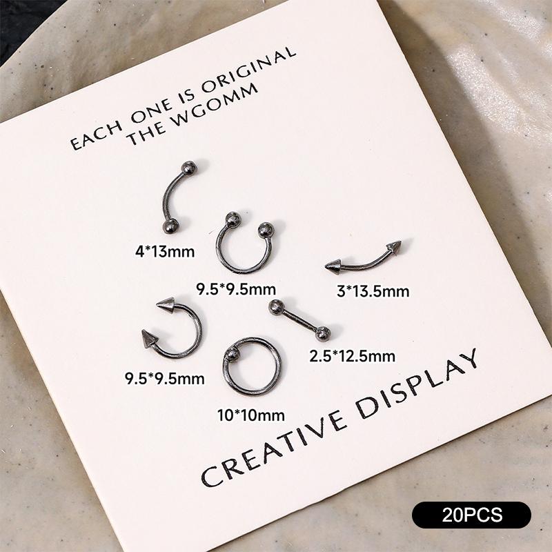 20/30/60Pcs Punk Metal 3D Nail Charms Fingertip Ring Studs Black/Silver Alloy Nail Art Decoration Manicure Supplies Accessories