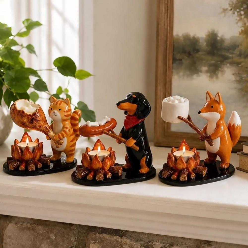 Cat Dog Fox Tealight Holder Animal Shape Holiday Ornament New Decorative Candle Rack Home Decor