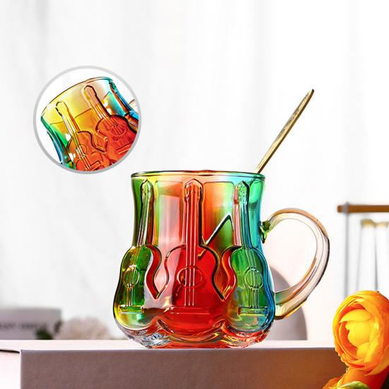 Artistic Book Stack Glass Coffee Mug Large Capacity Clear Glass Floating Effect Book Lover Gift Mug with Ergonomic Handle