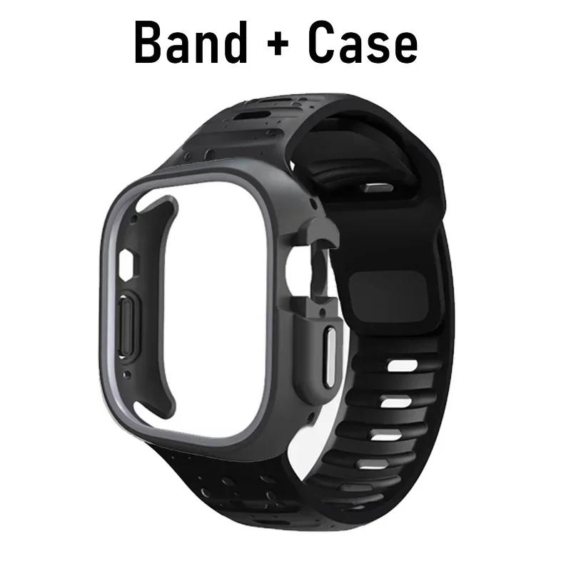 TPU Case+Silicone Strap for Apple Watch Band Ultra 49mm Sport Band for Iwatch Series10 9 8 7 6 SE 5 4 46mm 45mm 44mm 41 40 42mm