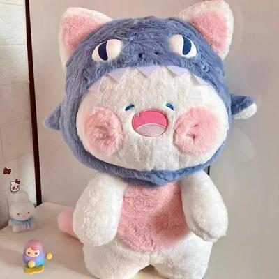 Kawaii Deformed Shark Cat Plush Toy Plush Cute Cat Doll Wearing Hat Cute Animal Pillow Soft Cartoon Children's Christmas Gift