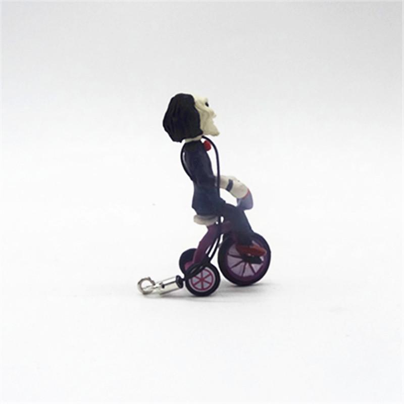 Q-version Figurine Boxed Ornament, Chainsaw Horror Bike Riding Mobile Phone Rope Pendant Home Accessories