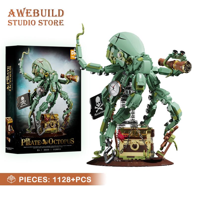 NEUER Piraten-Oktopus MOC Bausteine Kreatisches Meeresungeheuer DIY Steine Puzzle Spielzeug Tier Tiefsee Montage Modell Erwachsener Kind Geschenk