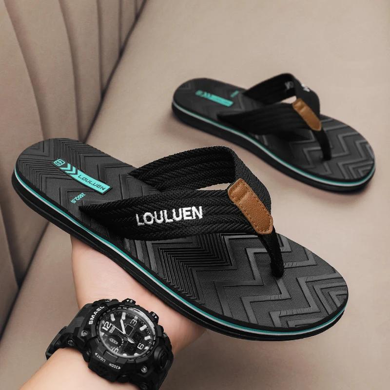 

Hot Sale Summer Men Slippers Beach High Quality Brand Men Flip Flops Summer Beach Flip Flops Men Casual Trend Outdoor 39 чёрный