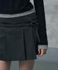 Ledeoli Double Strap Pleated Mini Skirt [Charcoal]