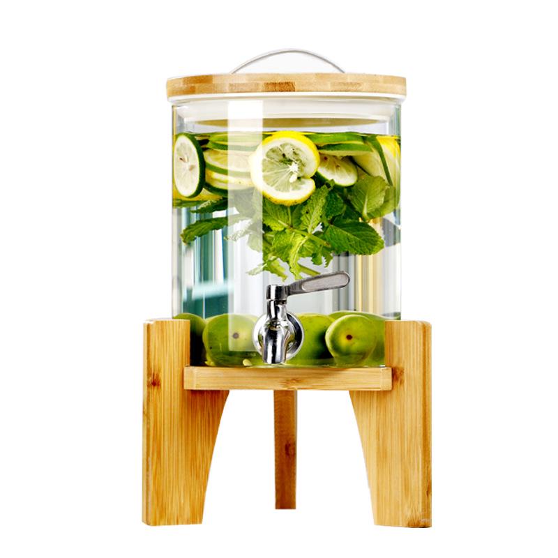Large Capacity Glass Beverage Dispenser with Faucet for Cold Drinks and Fruit Tea
