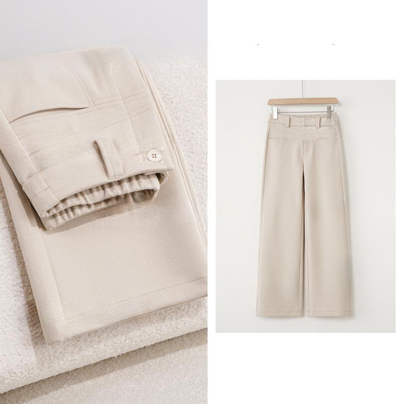 Luxuriöse High Fashion Kaschmirseide High-Waist Schlankmachende Schmale Gerade Bein Hose für Herbst & Winter