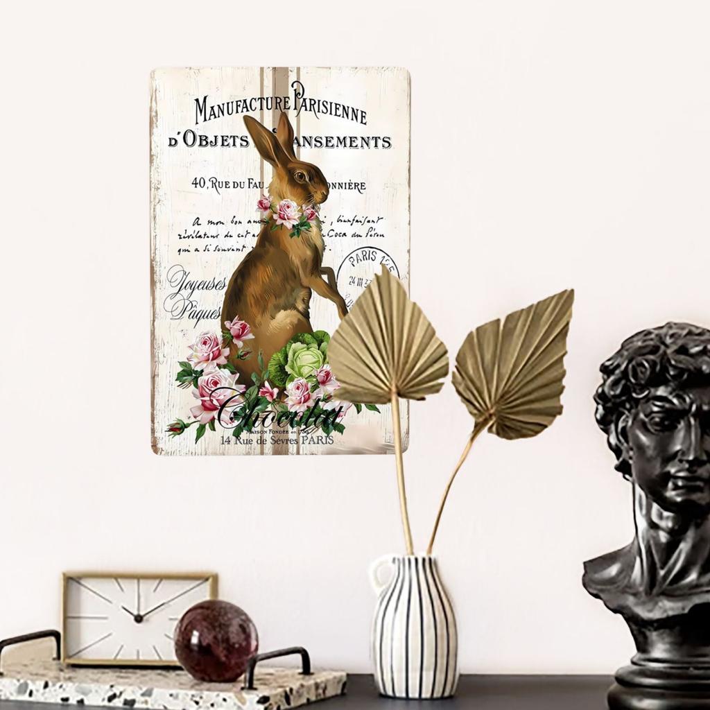 1pc Rabbit Metal Sign No Matter What The Rabbits Say Retro Signs Rustic Metal Funny Wall Decor for Home Club Pub 12x8 Inch