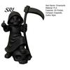 3D-gedruckte Statue Niedliche Sensenmann-Figur, Skelett Klein mit Handgefertigten Gotischen Sammlerstücken Sense & Totenkopf-Sockel, Lustiger Halloween-Schreibtisch