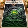 Flannel BlanketJohn Deere Custom Name Text Personalized Soft Warm Throw Blanket Home Decor Gift