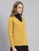 MONTE CARLO Mustard Mix Solid V Neck Sweater