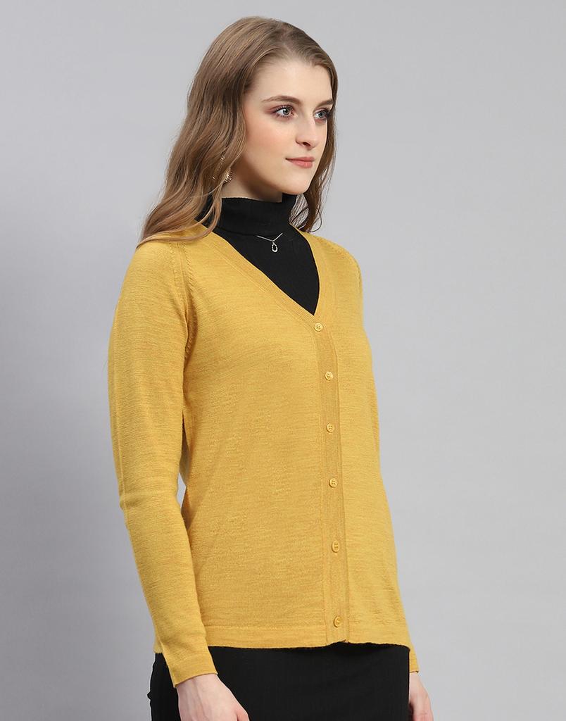 MONTE CARLO Mustard Mix Solid V Neck Sweater
