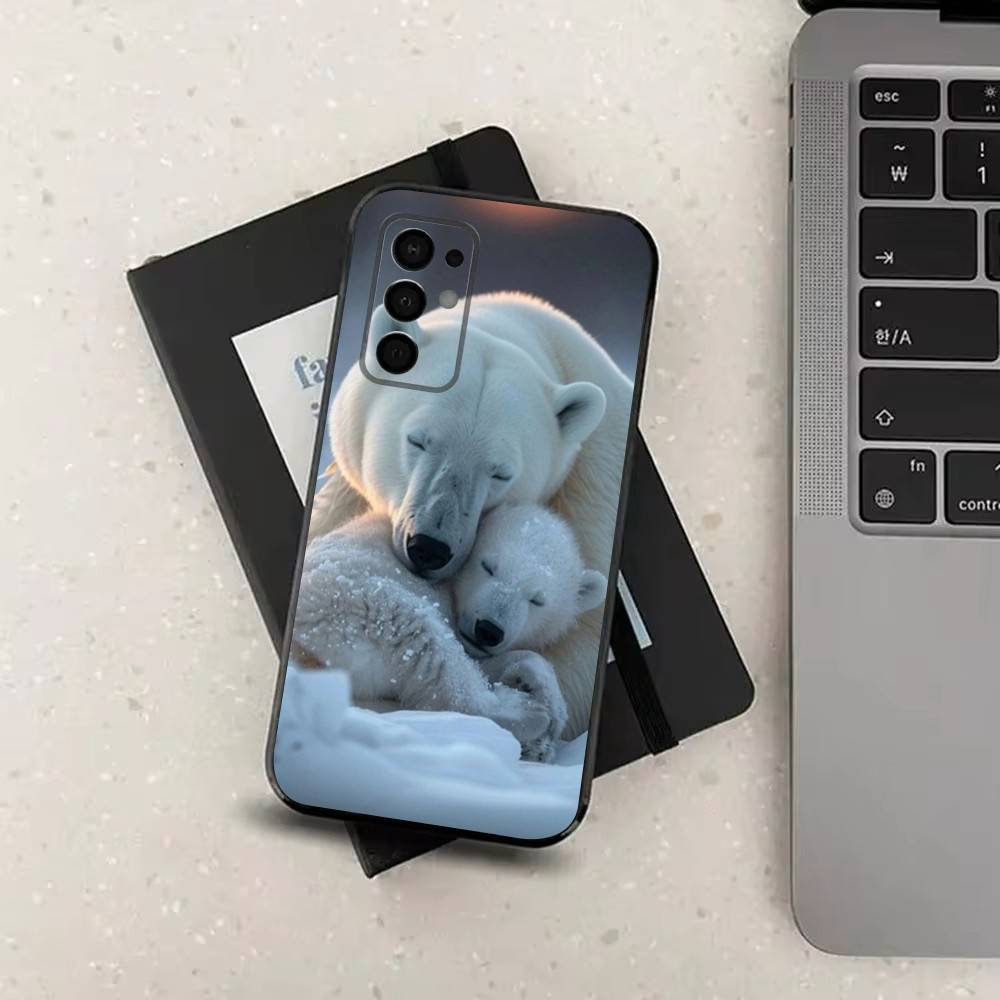 Animal Cute Polar Bear Phone Case For Samsung Galaxy A73,31,32,72,41,53,52,71,22,5G,Note,J7,8,9 Soft Black Silicone Cover SamsungNote10