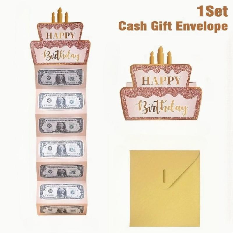 

Набор из 1, Розовая Золотая Банкнота-Открытка на День Рождения с Конвертом, Складная Открытка на Счастливый День Рождения, Принадлежности для Празднования Дня Рождения