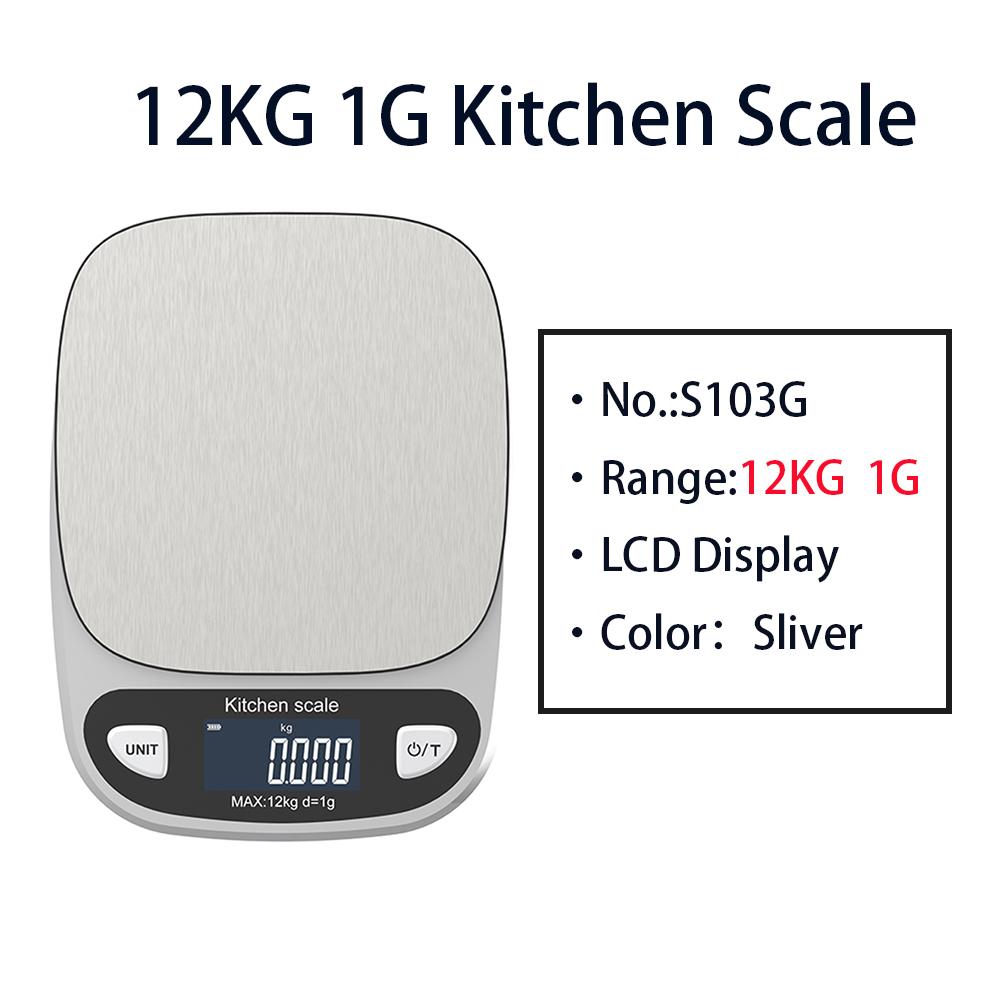 6kg/0.1g 12kg/1g Digitale Küchenwaage LCD-Anzeige Edelstahl Elektronische Waagen Schmuck Lebensmittel Snacks Wiegen Backwerkzeuge