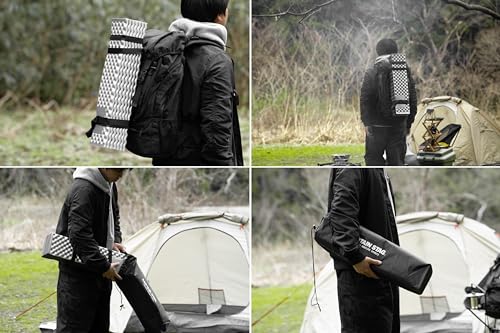 Captain Stag IXPE Foam Camping Mat, 56 x 186 cm, Aluminum-Coated, with Storage Bag, Black x Silver, UB-3078