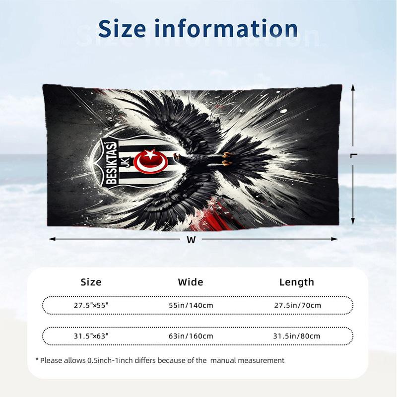 Besiktas JK (5) Theme Beach Towel Sand Resistant Soft And Comfortable Suitable For The Pool Camping Yoga And Diving A Travel