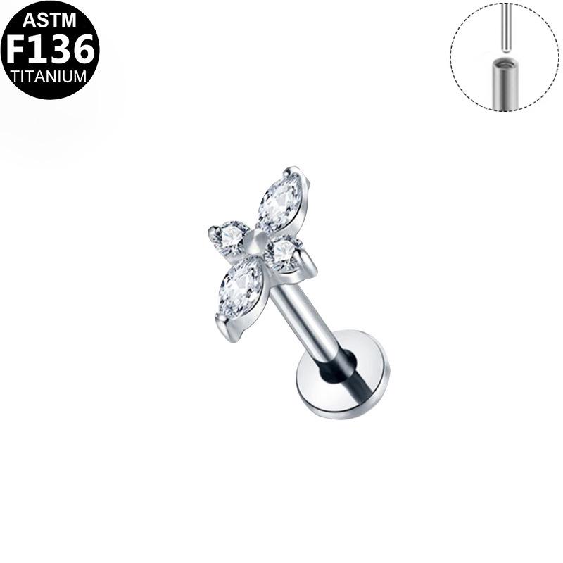 Titanium Zirconia Cherry Bee Lip Stud Earring - F136 Alloy Cross-Border Style