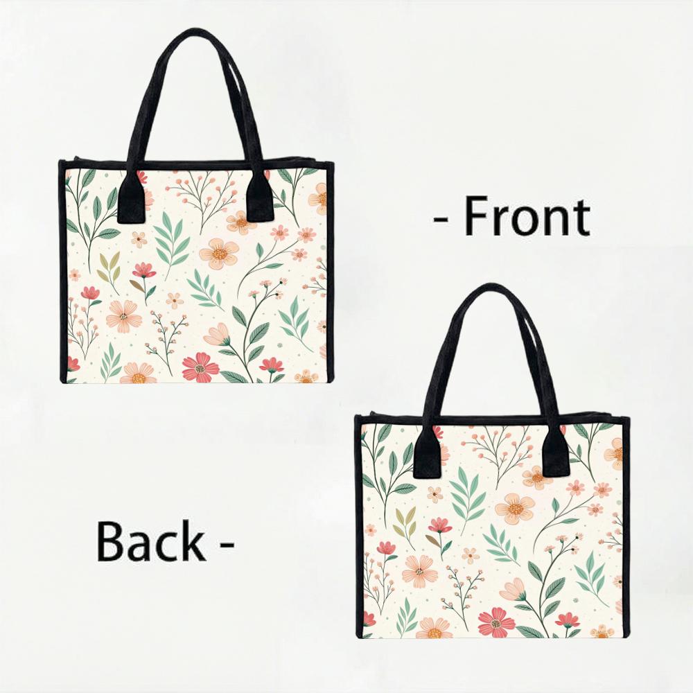 Floral Print Tote Bag Casual Daily Shoulder Bag for Shopping Outings