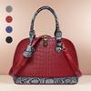 New Crocodile Pattern Handbag, Stone Pattern Lock, Shell Bag, Snake Pattern Splicing Messenger Bag, Shoulder Bag, Women's Bag.