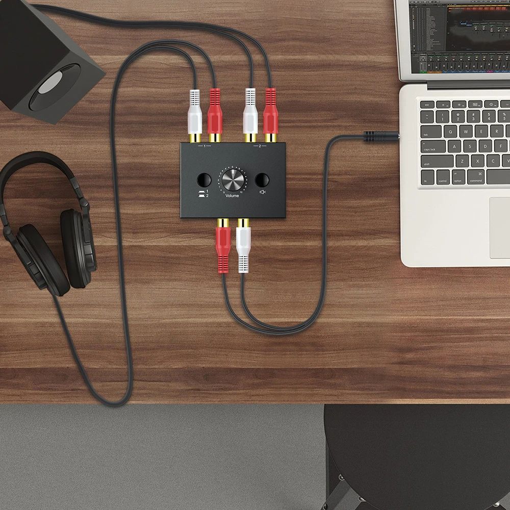 3.5mm Jack Audio Splitter Splitter Audio Decoder Amplifier 2 In 1 Out Audio Switcher  Car