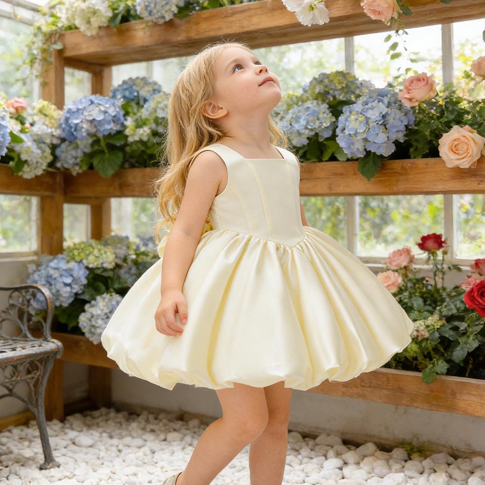 European & American Flower Girl Mesh Cake Skirt Dress - Princess Birthday & Wedding Banquet Dress for Baby Girls
