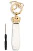 [POP.HEART] Crown Keychain, Tiara, Strap, White Leather, Luxury Key Ring, Sparkling, Stylish, Cute, Leather Bag Charm for Men and Women [Used]