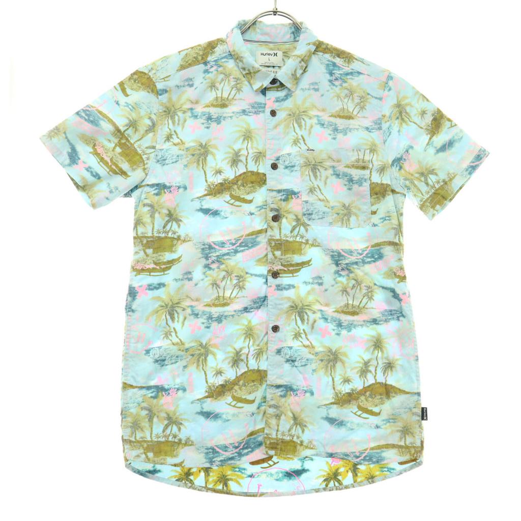 Hurley multicolor Short sleeve Cotton shirt L Light blue Men's Used