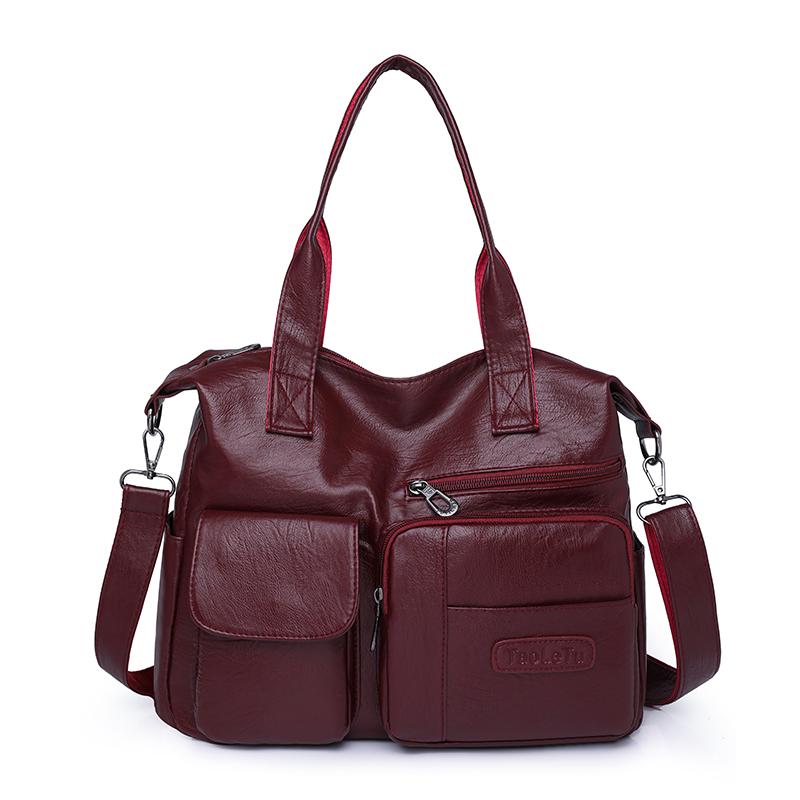 Fashionable Women's Handbag with Large Capacity Solid Color Soft PU Leather Material Retro Shoulder Bag  Crossbody Bag