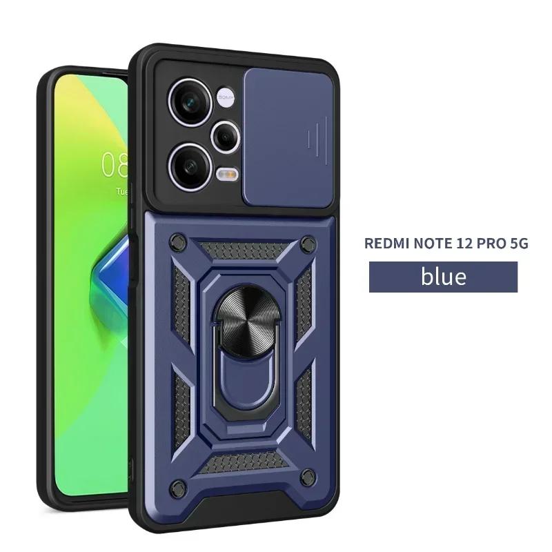 Slide Camera Lens Protector Case For Xiaomi Redmi Note 12 11S 12S 11 10 9 Pro Max 10C A1 A2 A1 Plus Shockproof Armor Ring Cover