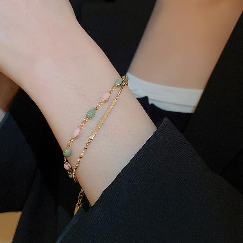Retro Geometric Double-layer Bracelet Light Luxury High-end Sense Fashion Simple Bracelet Temperament Versatile Jewelry Women