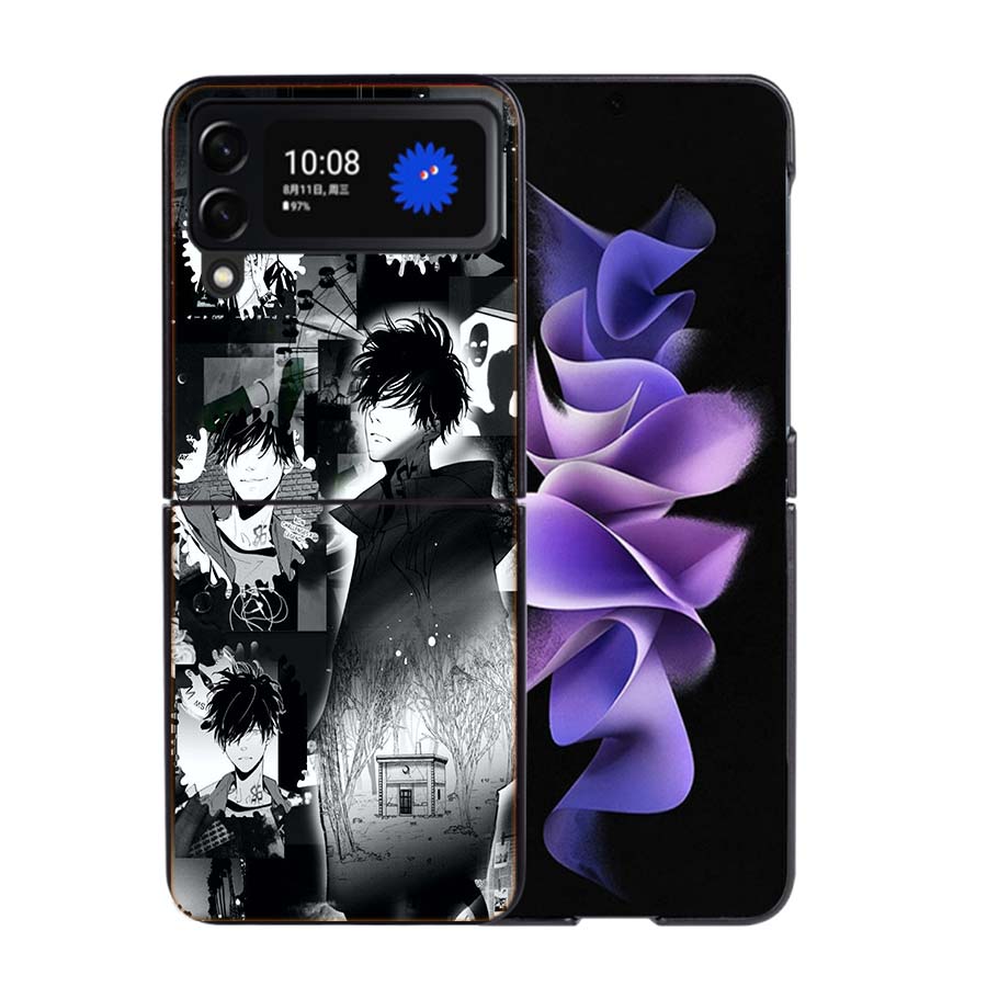 Kamonohashi Ron Phone Case For Samsung Z Flip 7 6 5G Galaxy Z Flip4 Z Flip5 Z Flip3 Coque Black Hard PC Shell Protective Cover
