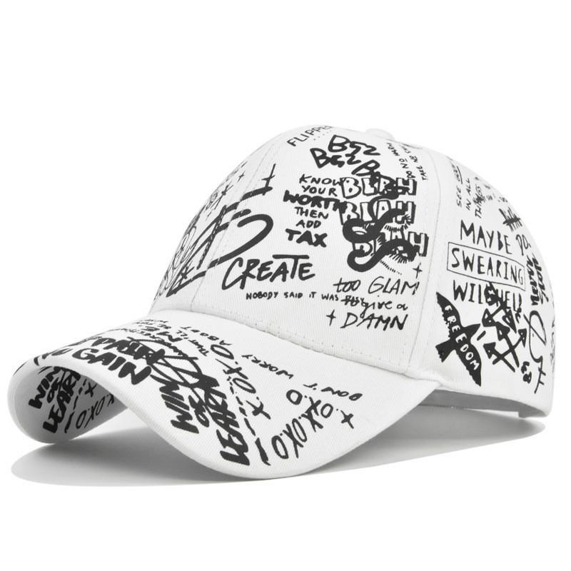 Graffiti Printed Baseball Cap Unisex Multicolor Sun Hat Fashion Duck Tongue Cap