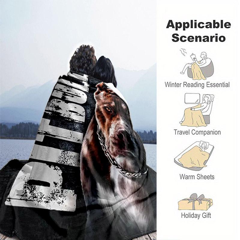 Bulldog Print Flannel Throw Blanket, Lightweight All-Season for Sofa Bed Office, Modern Design Dog Lover Gift, Hand Wash Only