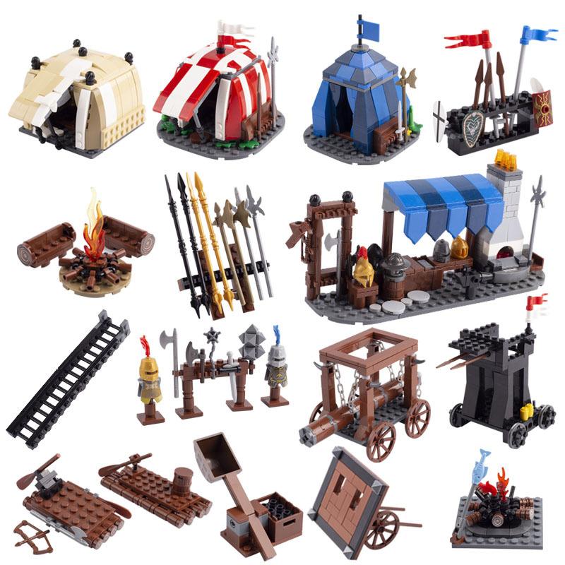 Medieval Castle Military Scene Roman Soldier Miniature Siege Weapon Small Particle Building Block Ornament Toy