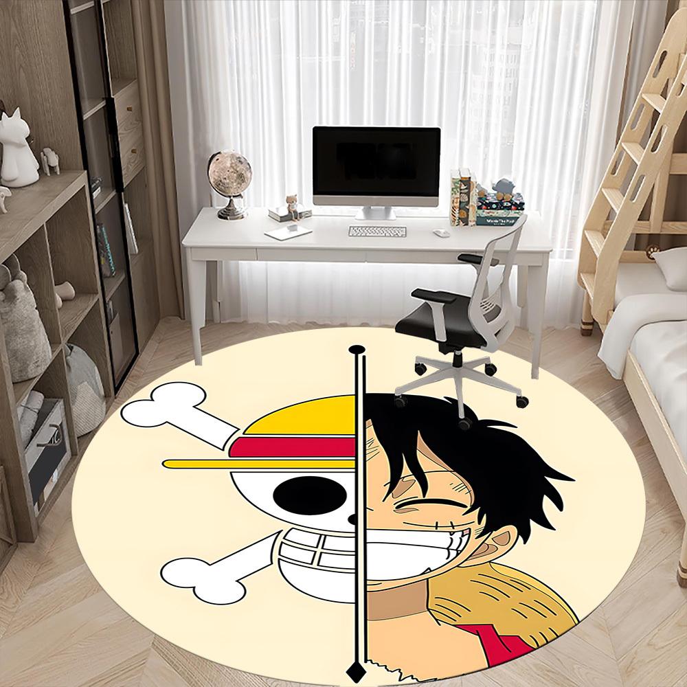 1pc One Piece Monkey D. Luffy Office Round Area Rug, Under Office Chairs Bedroom Living Room Home Decor  A1022154