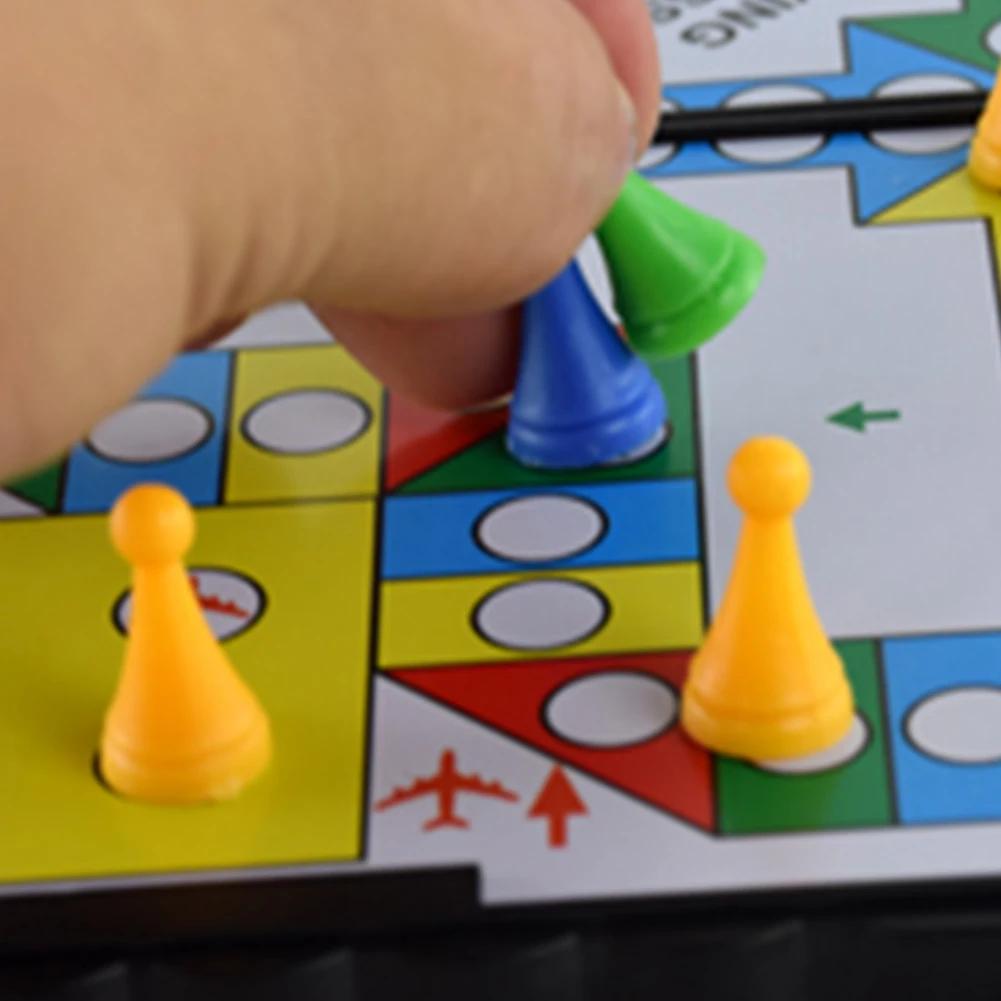 1Set Magnetic Foldable Flying Chess Crawling Mat Ludo Portable Board Game Camping Travel Game Set Aeroplane Chess