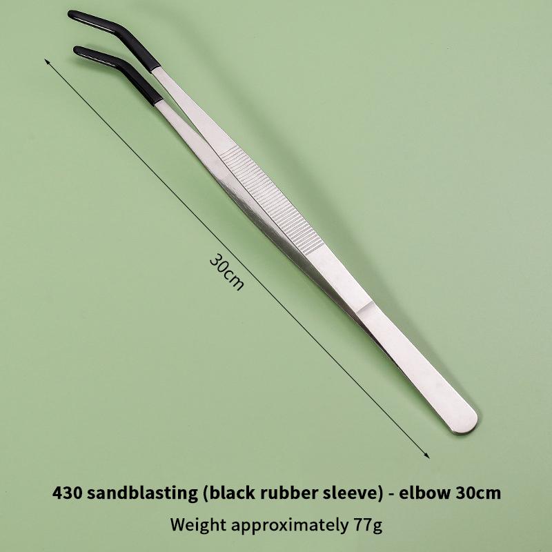 Pet Feeding Accessories: Straight and Curved Stainless Steel Tweezers with Rubber Tips for Aquarium Reptiles