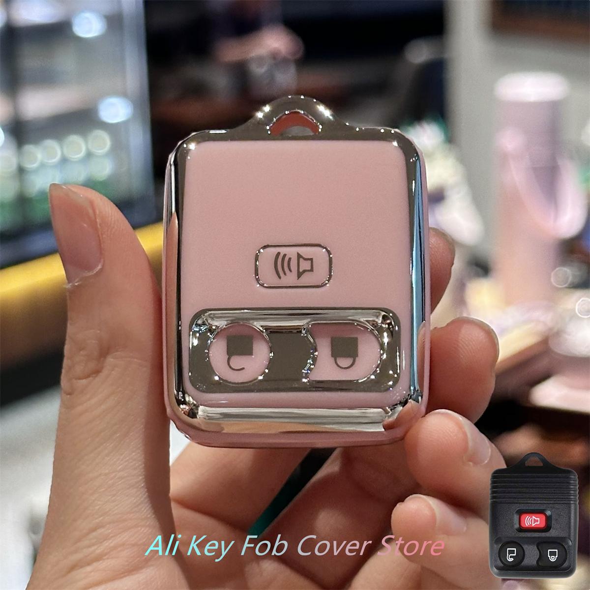 

Чехол-брелок с автомобильным брелоком для Ford F150 F250 F350 F450 F550 1998-2010 годов, защитный чехол для ключа с умным управлением розовый