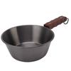 Camping Skillet 304 Stainless Steel 2000ML Wood Handle Safe Portable for Outdoor Hiking Picnic