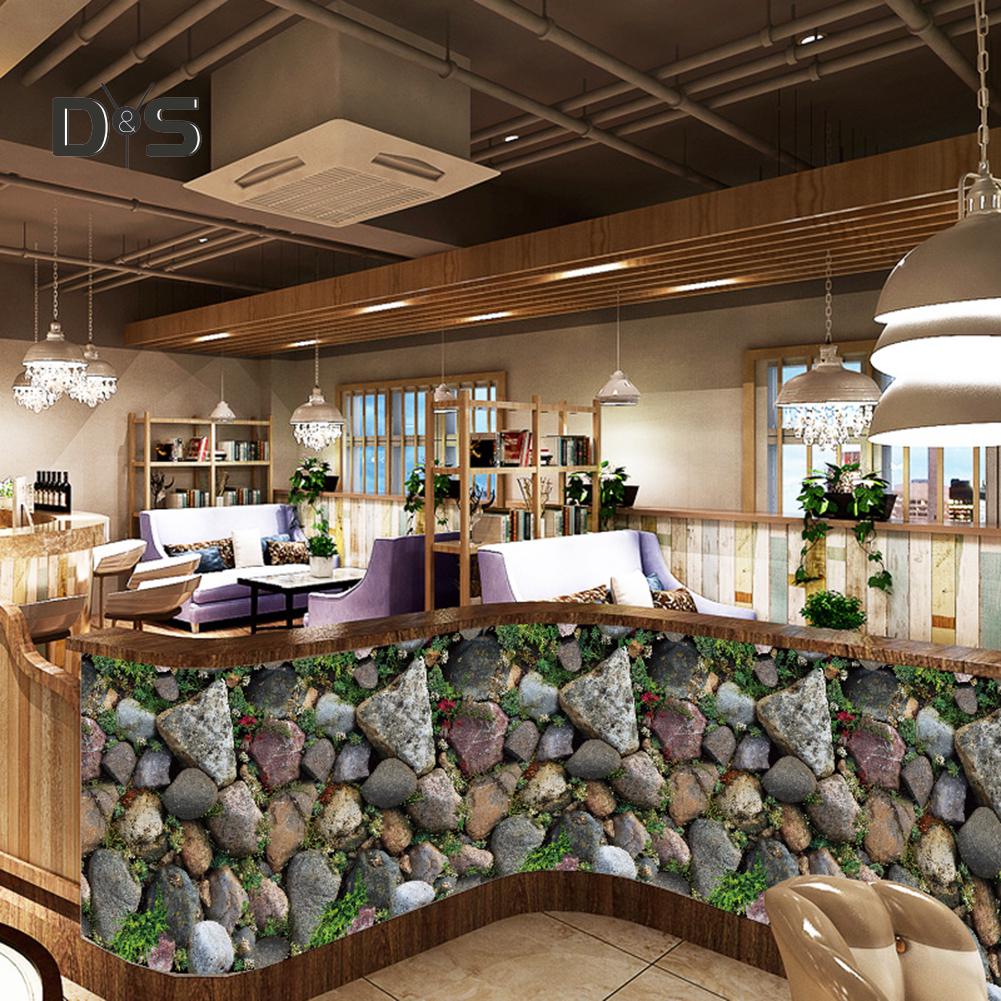 Stone Rock Grass Wallpaper TV Background Decal Living Room Cafe Decor Sticker