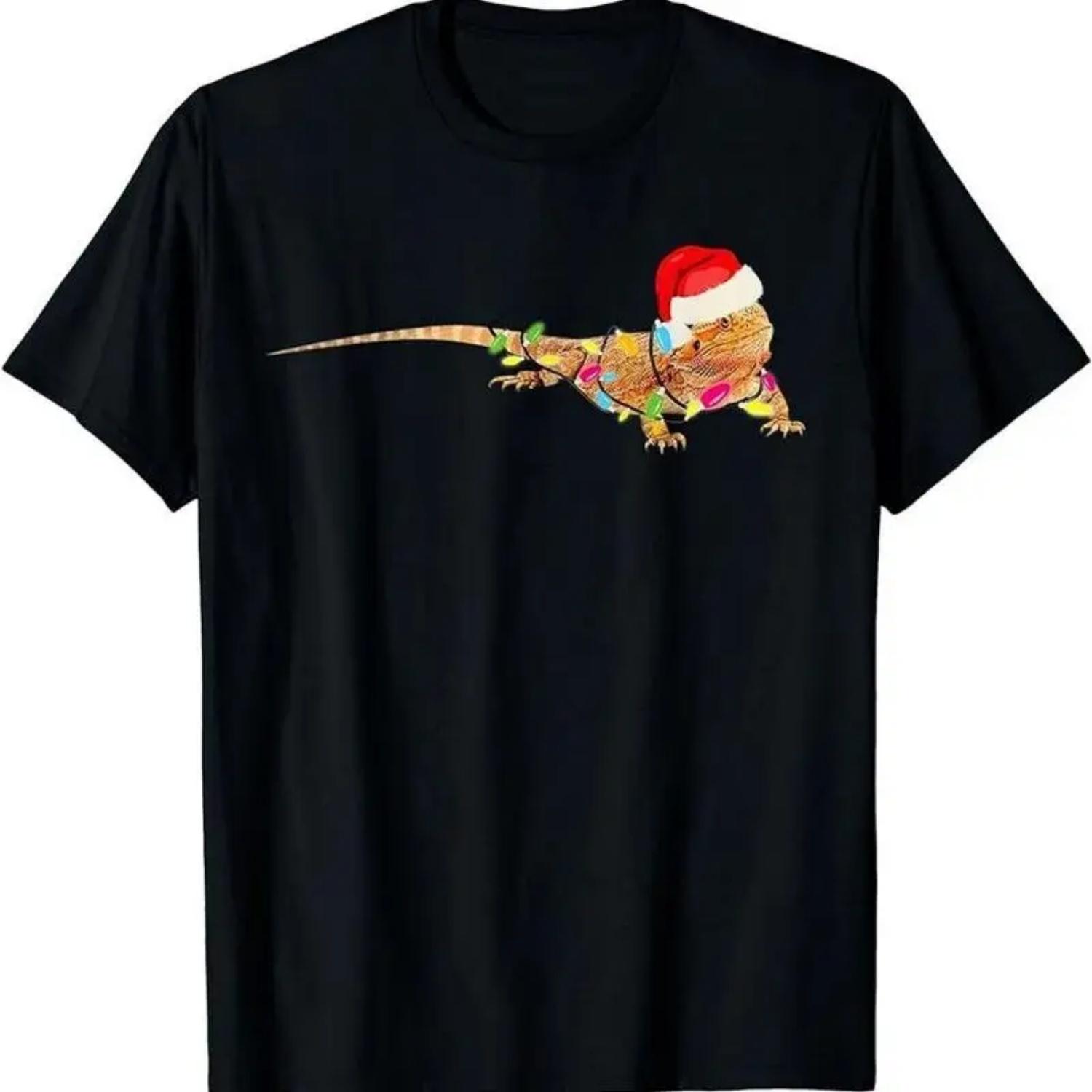 Christmas Funny Bearded Dragon For Mom Dad Kids T Shirt S чёрный