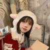 Furry Cartoon Head Cover with Ear for Outdoor Sports Furry Hat Bonnet Lamb Oversized Headgear Hat for Winter