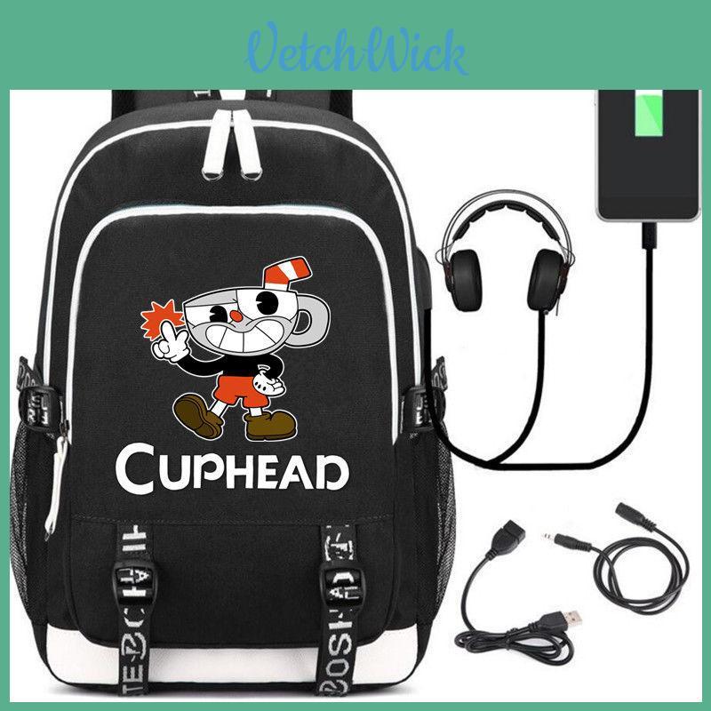 Stylish Cuphead Backpack With Usb Charging Port For Kids And Boys School Use