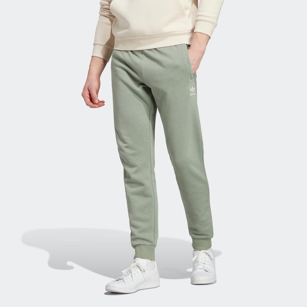 Adidas Originals Trefoil Essentials+ Made With Hemp Solid Logo Joggers Men Bottoms Silver-Green HR2968